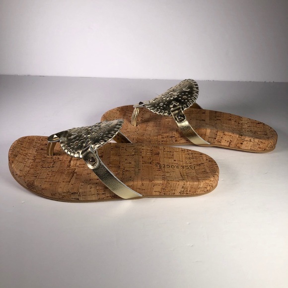Jack Rogers Georgica Cork Sandals Gold Medallion - Picture 6 of 12